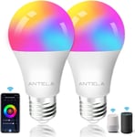 ANTELA Smart Bulb E27 Alexa WiFi Light Bulbs, 10W LED Screw 2PC 