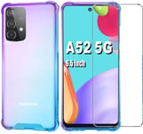 Samsung Galaxy A52 5G/4G Phone Case,Folmecket With Screen Protector Shockproof Crystal Clear Hard Bumper Slim Protective Phone for Samsung A52 5G Phone Case 6.5" (Samsung A52 5G Purple Teal)