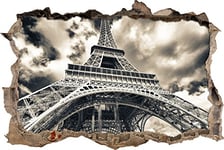 pixxp Rint 3D WD s2365 _ 92 x 62 gigantischer Paris Tour Eiffel percée 3D Sticker Mural Mural en Vinyle, Multicolore, 92 x 62 x 0,02 cm