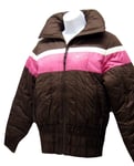 New NIKE Ladies Womens Quilted Light Insulated Jacket Brown and Pink L