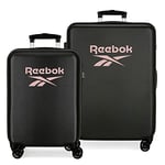 Ensemble valise Reebok Beverly noir 55/68 cms Abs rigide Serrure à combinaison latérale 104L 6 kgs 4 roues doubles bagage à main