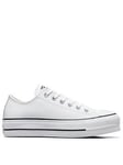 Converse Womens Leather Lift Ox Trainers - White/Black, White/Black, Size 4, Women