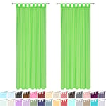 Megachest lucy Woven Voile Tab Top Curtain a pair with ties (28 colors) with tie backs (apple green, 56" wideX118 drop(W142cmXH300cm))