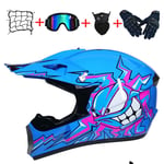 LSXX Adult Rockstar Motocross Helmet,MX Motorcycle Helmet Dirt Bike ATV Scooter Motorbike Helmet with Goggles Gloves Mask,A,XL(58~59cm)