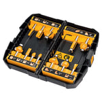 DEWALT - Coffret 12 Fraises de Défonceuse - DT90016-QZ - Set de Fraises à Rainurer bois en Acier avec Coffret de Transport - Manche Ø 8mm - Compatible avec Produits DEWALT