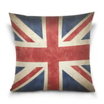 Linomo Throw Pillow Cover 20x20 inch, Vintage UK Flag Union Jack English England Decorative Pillow Cases Cushion Cover for Couch Sofa Bed Home