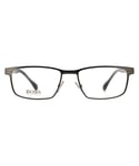 Hugo Boss Rectangular Mens Matte Dark Ruthenium Glasses - Grey Metal - One Size