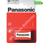1 x Panasonic 9V PP3 Zinc Carbon Batteries, 9 Volt Smoke Alarms, LR22, MX1604