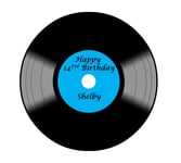 LP Record Blue Cake Topper Icing or Wafer 7.5 inch (Icing)