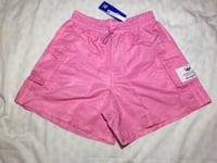 Adidas HIGH-WAIST NYLON SHORTS Pink Women’s Size 10uk Rare HL9062 Brand New