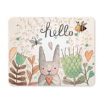 Cute Rabbit Butterfly and Bee in Summer Flowers Rectangle Non Slip Rubber Mouse Pad Gaming Mousepad Mat for Office Home Woman Man Employee Boss Work with Designs