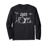 Drum Kit Drummers Gift Musical Instrument TShirt Music Rock Long Sleeve T-Shirt