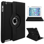 For Apple iPad Air 2/2nd Generation 2014 A1566 A1567 360 Degree Swivel Stand Smart Protective Cover(Black)
