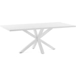 KAVE HOME Table de salle à manger Argo rectangulaire 200 x 100 cm en mélamine et pieds acier blanc - Blanc Kave Home