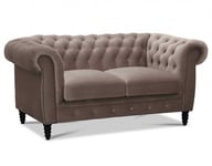 Hagagruppen - Cambridge 2-sits Chesterfield soffa Ljusgrått Sammetstyg