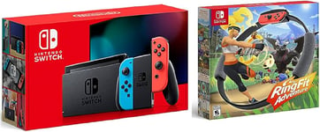 Switch Neon Red & Blue Joy-Con + Ring Fit Bundle