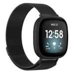 Milanese Loop Armband Fitbit Versa 4/Sense 2 Svart (Storlek: S)