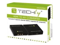 Techly - Videokort - Power Dc Jack, Hdmi Hona Till Rca X 3 Hona - Svart - Stöd För 1080P