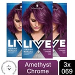 3pk Schwarzkopf Live Intense Colour Permanent or Semi-Permanent Hair Dye