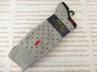 POLO RALPH LAUREN Luxury Smart 2pk Sock Mens Grey mix Polka Stripe Socks BNWT