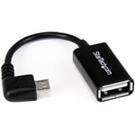 StarTech.com 5in Right Angle Micro USB to USB OTG Host Adapter M/F - Angled Micro USB Male to USB A Female On-The-Go Host Cable Adapter (UUSBOTGRA), Black