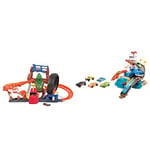 Hot Wheels Toxic Gorilla Slam Gas Station & Tire Repair Shop Playset with Adjustable Launcher, Lights & Sounds & 1 1:64 Scale Car, HBY95 & Color Shifter Sharkport Showdown, Playset Shark thematic