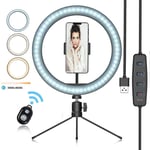 AJH LED Ring Light 10 Inches, with Tripod Phone Holder And Stage Makeup Ring Light, with Dimmable 3 Lighting Modes And 10 Brightness Levels, Suitable for Video Photography