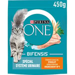 PURINA ONE Bifensis Système Urinaire Croquettes au Poulet et au Blé pour Chats Adultes Sachet Repas de 450 g | Lot de 10