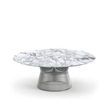 Knoll - Platner Coffee Table, base in Polished Nickel, Ø 107 cm, top in white Arabescato marble