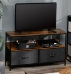 Living Room Bedroom Industrial Rustic TV Console Stand 2 Drawers Open Storage