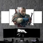 TOPRUN Canvas Picture - Wall Art Print - The Witcher 3 Wild Hunt - 5 panels - Modern Motif Wall Art - 5 piece - Non-Woven - Image Paintings - Framed Artwork - Ready to hang