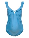 Mldaria Ruffle Swimsuit Hc. A. *Villkorat Erbjudande Baddräkt Badkläder Blå Mamalicious