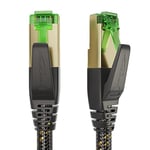 KabelDirekt – Cable Ethernet CAT7 avec triple blindage ultra-sécurisé et gaine en nylon flexible – 2 m (Prise RJ45, Câble internet/LAN, 10Gbit/s pour une vitesse maximale de la fibre optique)
