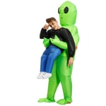 Scucs Green Alien Carrying Human Costume Inflatable Funny Blow Up Suit Cosplay for Party