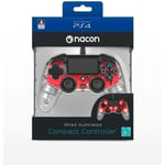 Nacon Transparent Red Compact Controller Wired Controller för PS4 PC-kompatibel