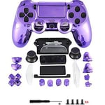 Canamite Replacement Parts Full PS4 Controller Housing Shell Protective Case Cover Button Kit for PlayStation 4 DUALSHOCK 4 Controller (purple)