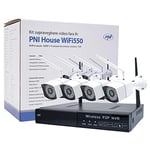 Kit de vidéosurveillance PNI House WiFi550 NVR 8 canaux 1080P et 4 caméras sans fil extérieures 720P, P2P, IP66