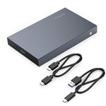 ORICO Aluminium USB 3.1 (10Gbps) Hard Drive Enclosure USB C Hard Disk Caddy Reader for 2.5 Inch SATA III SSD HDD - USB-C to USB-C and USB-C to USB-A Cables Included