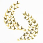 WALPLUS Lot de 52 autocollants muraux 3D en forme de papillons dorés - 2 styles et 3 tailles - Pour chambre à coucher, anniversaire, mariage, fête de bébé