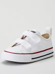Converse Infant Unisex Easy-On Velcro Canvas Ox Trainers - White, White/Red/Blue, Size 7 Younger
