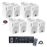 Pack Hifi Ampli Bluetooth Stéréo USB SD LTC MFA1200USB-BT-BL 2x50W - 4 Paires Mini Enceintes B416 Blanches 80W