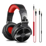 pc gaming headset SFBBBO DJ Headphones With Microphone Over Ear Wired HiFi Monitors Earphones Foldable Gaming Headset For PC Pro-10Red