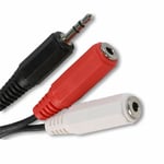 2m STEREO 3.5mm Mini Jack to 2x TWIN MONO RED WHITE Splitter Audio Cable Adapter