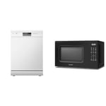 COMFEE' Freestanding Dishwasher FD1201P-W with 12 place settings, Cloud Wash, Delay Start, Half Load Function - White & 700w 20 Litre Digital Microwave Oven with 6 Cooking Presets, Express Cook