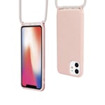 Silicone Lanyard Case for iPhone 11 Pro Mobile Neck Holder Phone Case with Strap Crossbody Phone Case for iPhone 11 Pro-Pink
