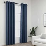 vidaXL Linen-Look Blackout Curtains with Grommets 2 pcs Blue 140x245cm Room