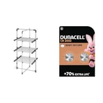Black+Decker 63099 3-Tier Heated Clothes Airer Aluminium, Cool Grey, 140cm x 73cm x 68cm & DURACELL 2032 Lithium Coin Batteries 3V (2 pack) - Up to 70% Extra Life - Baby Secure Technology