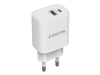 Canyon - Strömadapter - 20 Watt - PD, Quick Charge 3.0 - 2 utdatakontakter (USB, 24 pin USB-C) - vit