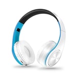 YUHUANG Bluetooth Headphones Over-Ear Wireless Headset Hi-Fi Stereo Earphones Bluetooth Headphone Music Headset FM And Support SD Card With Mic For Cell Phones/Laptop/PC (Color : White blue)