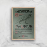 Jurassic World How To Survive A T-Rex Encounter Giclee Art Print - A4 - Wooden Frame